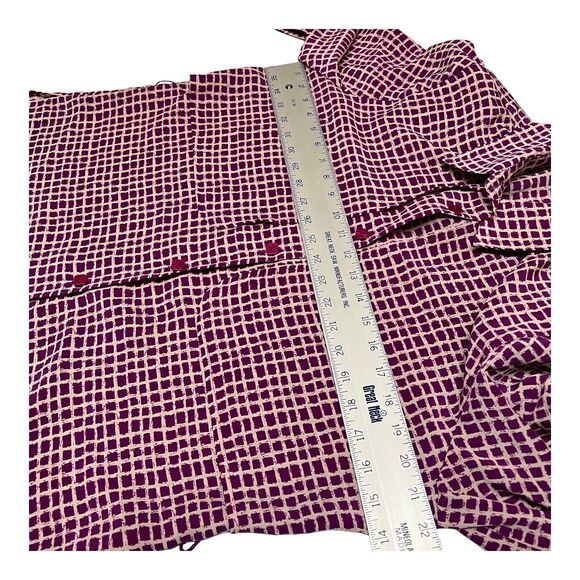 Vintage Artsy Blouse 10 Purple Geometric Print Retro Top - Picture 8 of 16